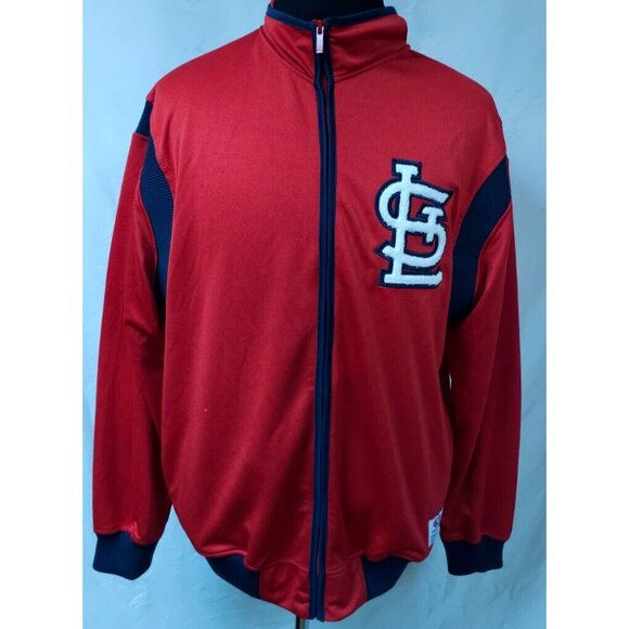 True Fan St. Louis Cardinals MLB Large Red Blue Full Zip Logo Baseball Jacket - Picture 1 of 14